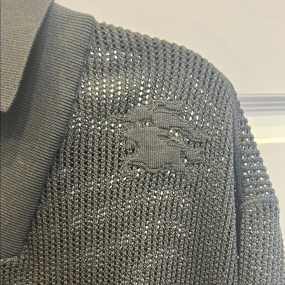 Burberry Men’s silk cotton mesh Onyx Polo shirt - Picture 3 of 6